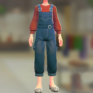 サロペット&スウェットセット ブルーデニム|レッド 3000円