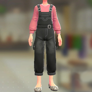 サロペット&スウェットセット ブラックデニム|ピンク 3000円