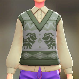 ニットベスト＆ブラウスセット そうしょくグリーン｜アイボリー 3000円