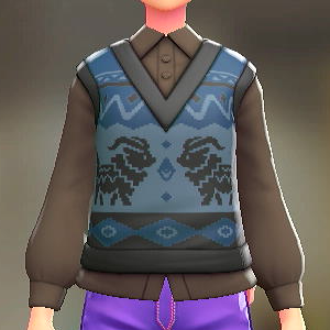 ニットベスト＆ブラウスセット そうしょくブルー｜ダークブラウン 3000円