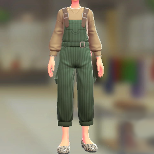 サロペット＆スウェットセット ストライプグリーン｜キャメル 3500円