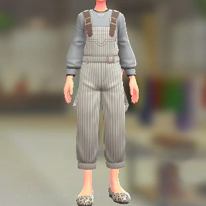 サロペット＆スウェットセット ストライプホワイト｜グレー 3500円