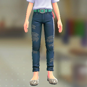 スキニーパンツセット ダメージインディゴ|エメラルドグリーン 13000円