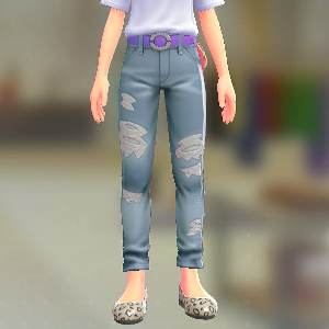 スキニーパンツセット ダメージブルー|ビビッドパープル 13000円