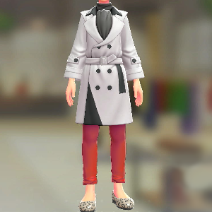 トレンチコート&パンツセット ビビッドホワイト|グレー×レッド 25000円