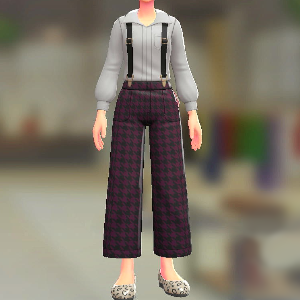 サスペンダーパンツセット ちどりがらレッド|ムーングレー 6500円