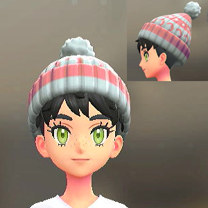 KiraKiraLiy ボンボンつきニットキャップ ピンク×ライトグレー 3200円