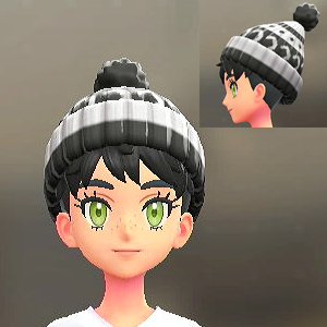 KiraKiraLiy ボンボンつきニットキャップ ホワイト×ブラック 3200円