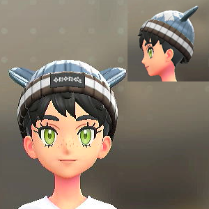 KiraKiraLiy みみつきニットキャップ ブルー×ブラウン 3200円