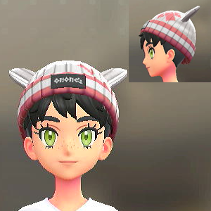 KiraKiraLiy みみつきニットキャップ ホワイト×ピンク 3200円