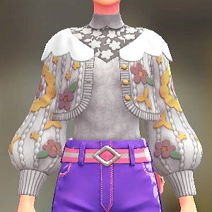 KiraKiraLiy カーディガン&ブラウスセット ホワイトフラワー|オフホワイト 6000円