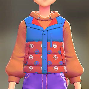 ダウンベスト&パーカーセット モンボがらレッド|オレンジ 3000円