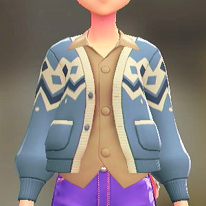 OHIRUNE	カーディガン＆シャツセット	こなふきブルー｜ライトキャメル	2800円