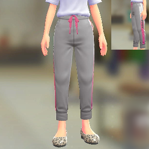DENSOKU サイドラインジャージパンツ グレー×ピンク 4500円