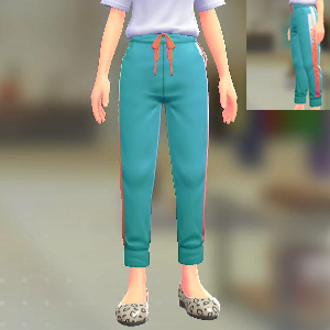 DENSOKU サイドラインジャージパンツ ブルー×オレンジ 4500円