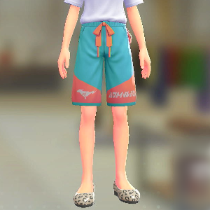 DENSOKU スウェットハーフパンツ ブルー×オレンジ 4000円