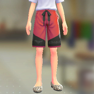 DENSOKU スウェットハーフパンツ レッド×ブラック 4000円