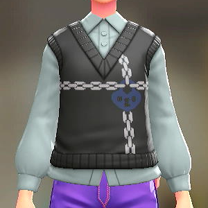 KiraKiraLiy ニットベスト&ブラウスセット ブラック×ブルー|ペールブルー 6800円