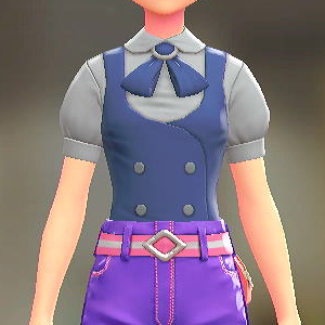 BRAVELY ベスト&リボンブラウスセット ブルー|グレー×ブルー 8000円