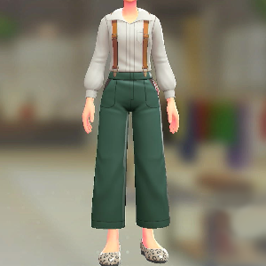 BRAVELY サスペンダーパンツセット グリーン|ホワイト 8800円