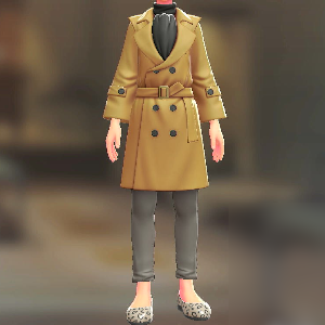 BRAVELY トレンチコート&パンツセット キャメル|ブラック×グレージュ 12000円