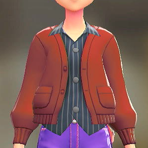 カーディガン&シャツセット レッド|ストライプネイビー 2600円