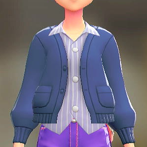 カーディガン&シャツセット ブルー|ストライプパープル 2600円