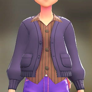 カーディガン&シャツセット パープル|ストライプアーモンド 2600円