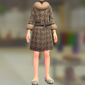 ファーコート＆ニットセット	ちどりがらブラウン｜ダークブラウン	4600円