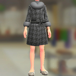 ファーコート＆ニットセット	ちどりがらブラック｜ライトグレー	4600円