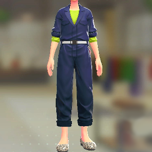 ジャンプスーツ&シャツセット ネイビー｜ライムイエロー 8000円