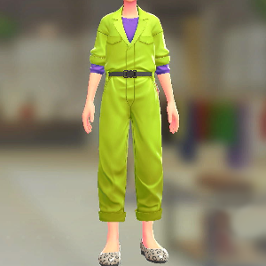 ジャンプスーツ&シャツセット	ライムイエロー｜パープル	8000円