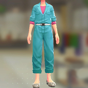 ジャンプスーツ&シャツセット	スカイブルー｜タフィーピンク	8000円