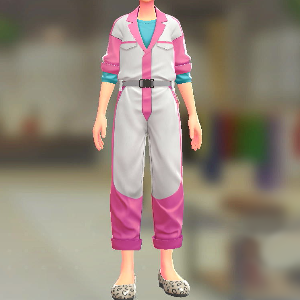 ジャンプスーツ&シャツセット	ピンク×ホワイト｜スカイブルー	8000円