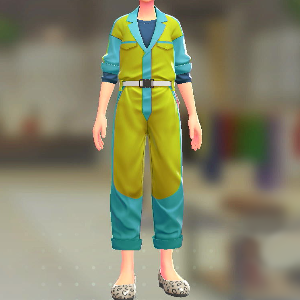 ジャンプスーツ&シャツセット	ブルー×イエロー｜ブルー	8000円