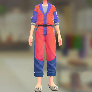 ジャンプスーツ&シャツセット	パープル×オレンジ｜グレー	8000円