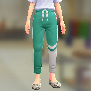 FORIA	アシメジャージパンツ	グリーン×ホワイト	5500円