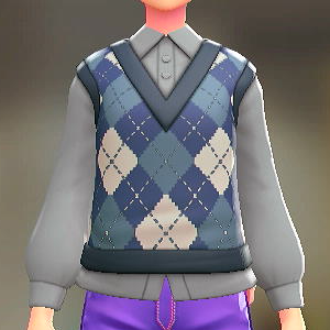 ニットベスト&ブラウスセット アーガイルブルー|ライトグレー 3000円