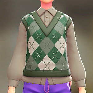 ニットベスト&ブラウスセット アーガイルグリーン|ベージュ 3000円