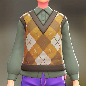 ニットベスト&ブラウスセット アーガイルイエロー|モスグレー 3000円