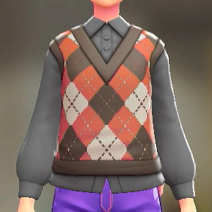 ニットベスト&ブラウスセット アーガイルオレンジ|グレー 3000円