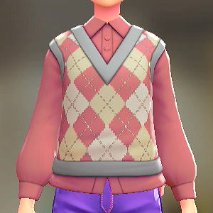 ニットベスト&ブラウスセット アーガイルピンク|ピンク 3000円