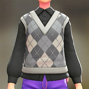 ニットベスト&ブラウスセット アーガイルホワイト|ブラック 3000円