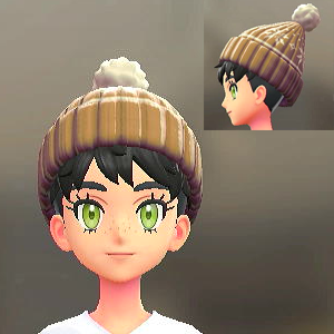 ポンポンつきニットキャップ キャメル 2000円